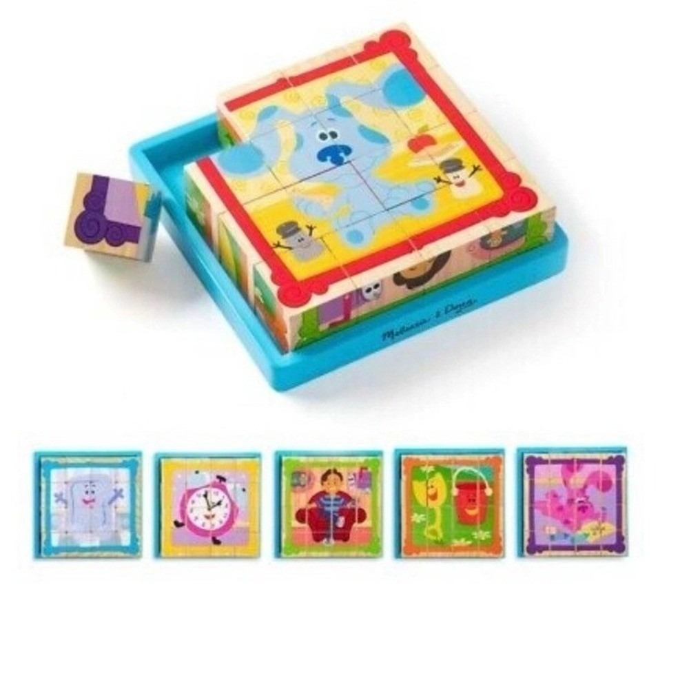 Melissa & Doug Blue's Clues Wooden Cube Puzzle (16 Pieces) Kid's Learning Toy